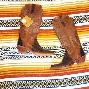 Twisted X Croc print cognac boots